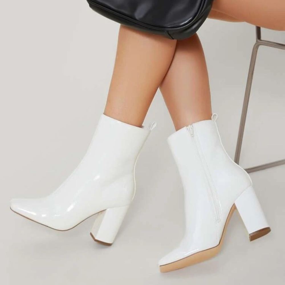 SHEIN White High Heel Ankle Boots